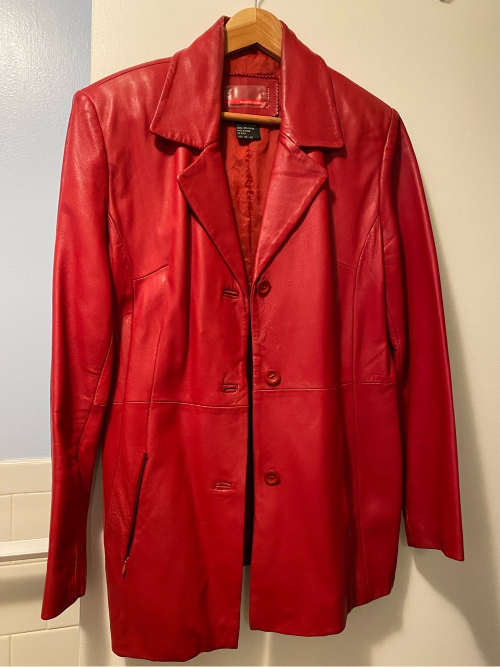 Brandon Thomas Vibrant Red Leather Blazer Jacket